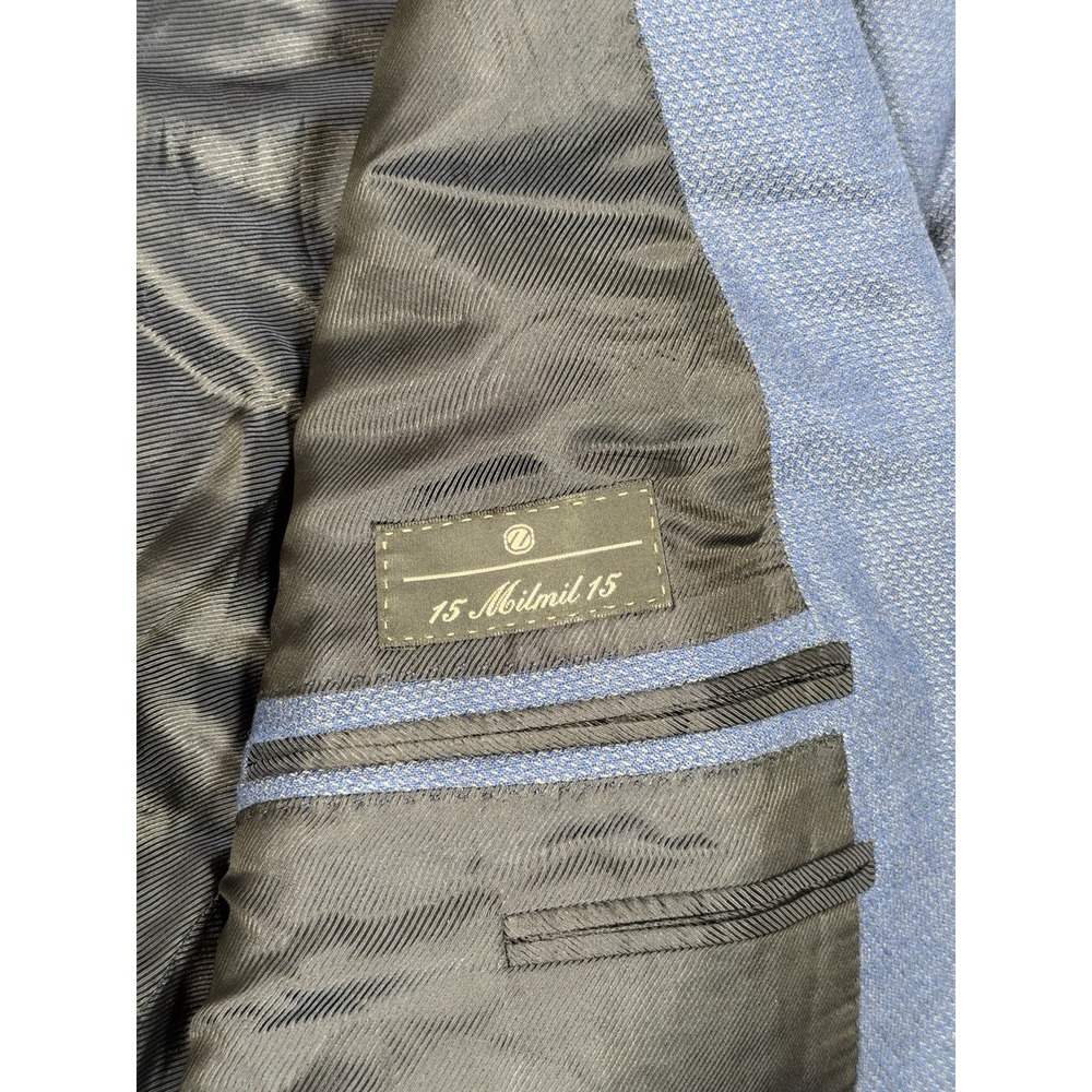 Ermenegildo Zegna 15 Milmil 15 Wool Blazer Sport Coat Mens 44L Blue Italy - Picture 12 of 16